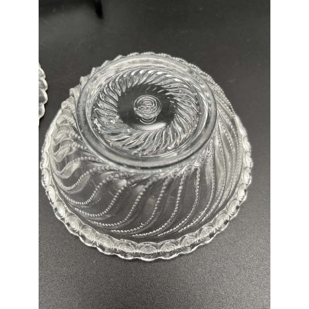 EAPG Beaded Swirl Bowl Set 3 Pieces Early American Pressed Glass